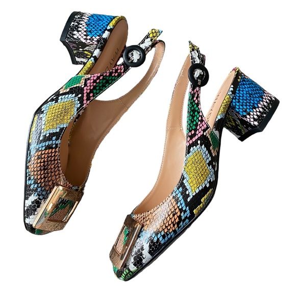 WAYDERNS NWOB Colorful Snakeskin Slingback Shoe with Block Heel 6.5 - Picture 9 of 12